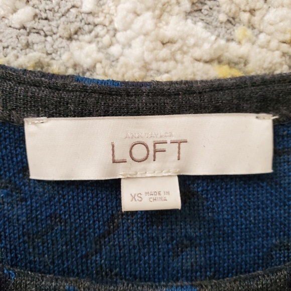 Loft Gray Blue Leopard Print Sweater Dress - Picture 7 of 8